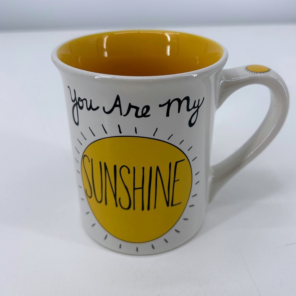 You Are My Sunshine Moon and Back Ceramic Coffee Mug White Yellow